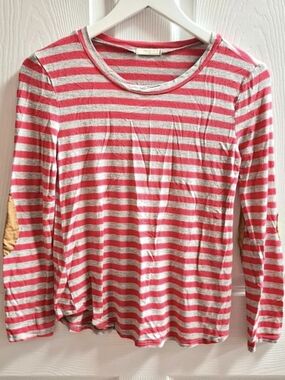 Monari Striped Long Sleeve Tee in Red & Gray Size Small